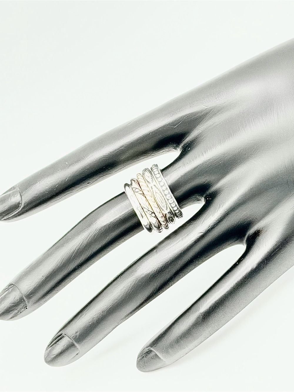 Silpada Sterling Silver “STACKS OF PLENTY” Set of 5 Unique Stacking Rings - Picture 3 of 15